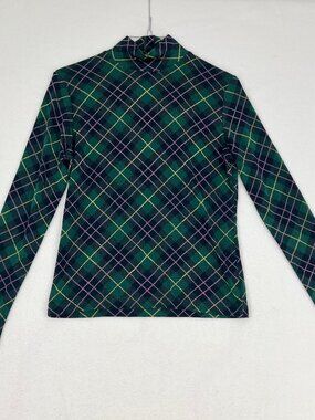 Carlisle Silk Mock Neck Top Plaid 90s Size S NWT